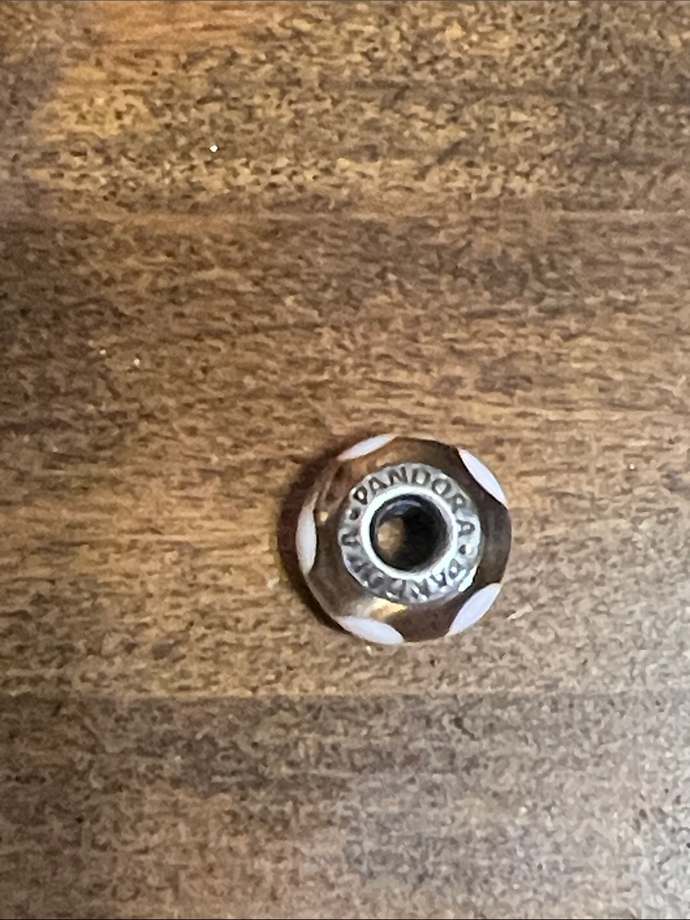 Pandora Brown Glass Bead with White Floral Accents